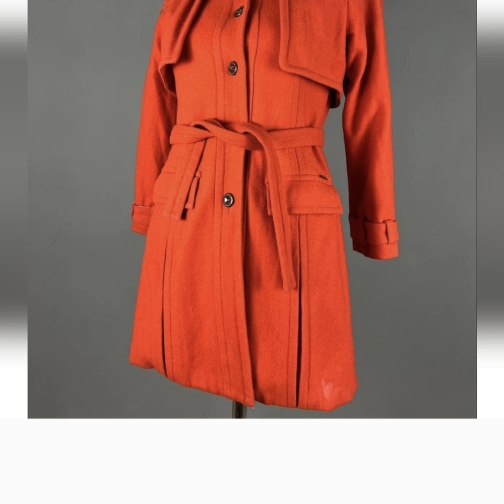 Children's Burberry Orange Belted Coat - Size L